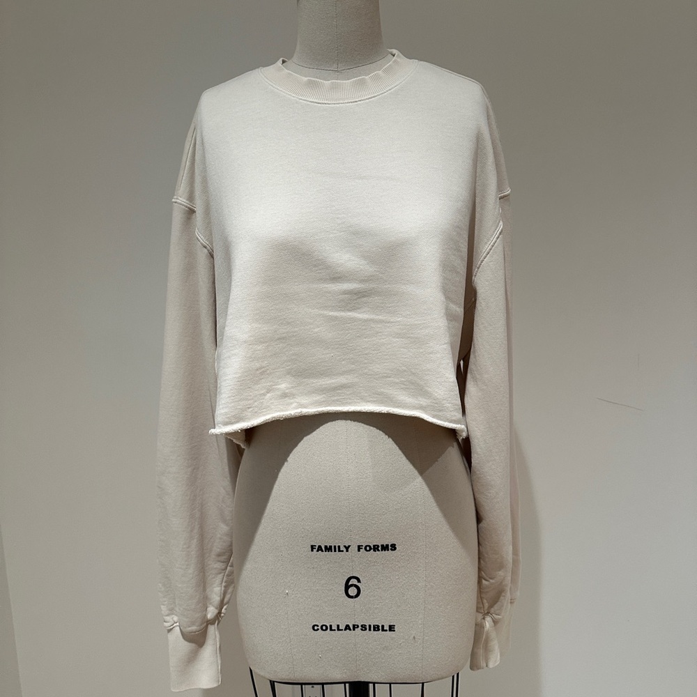Good American Off-White Cropped Sweatshirt